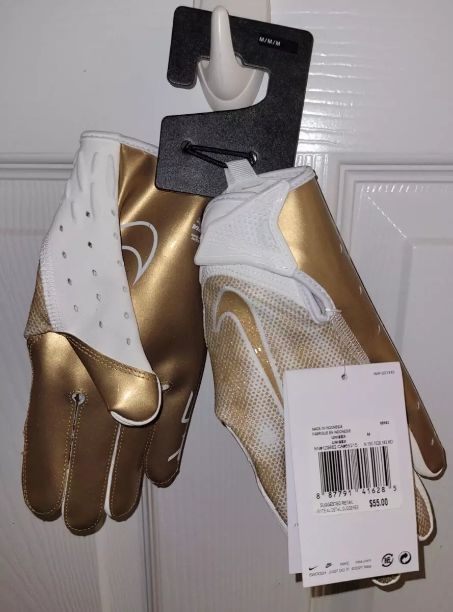 55 Nike Vapor Jet 7.0 Metallic Gold Football Gloves Adult Men s Size Medium NEW