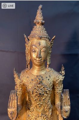 【ここにいる、、木彫金箔仏 タイ中部 ラタナコーシン初期18〜19世紀頃】仏像 ここにいる、、木彫金箔仏 タイ中部 ラタナコーシン初期18〜19世紀頃