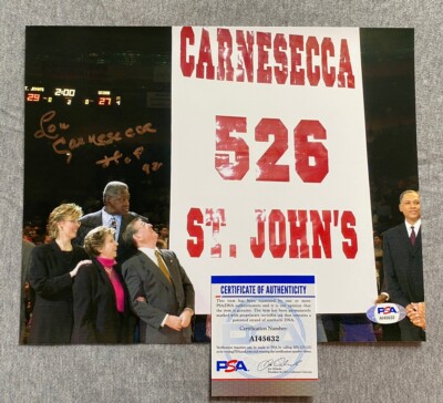 ST. JOHN'S RED STORM- LOU CARNESECCA SIGNED 8x10 PORTRAIT PHOTO PSA/DNA