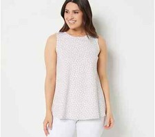 Denim  Co. Printed Jersey Round-Neck Swing Tank-Stone Khaki-XL-NEW-A396669
