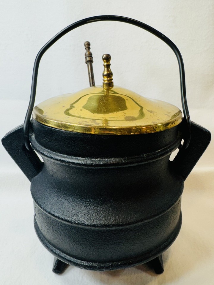 Antique 1900s Heavy Cast Iron Fire Starter Pot Cauldron Kettle Pumice