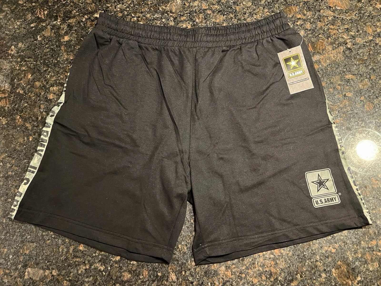 U.S. Army Men’s Athletic Sports Shorts/Embroidered/Digital Camouflage/Black/XL