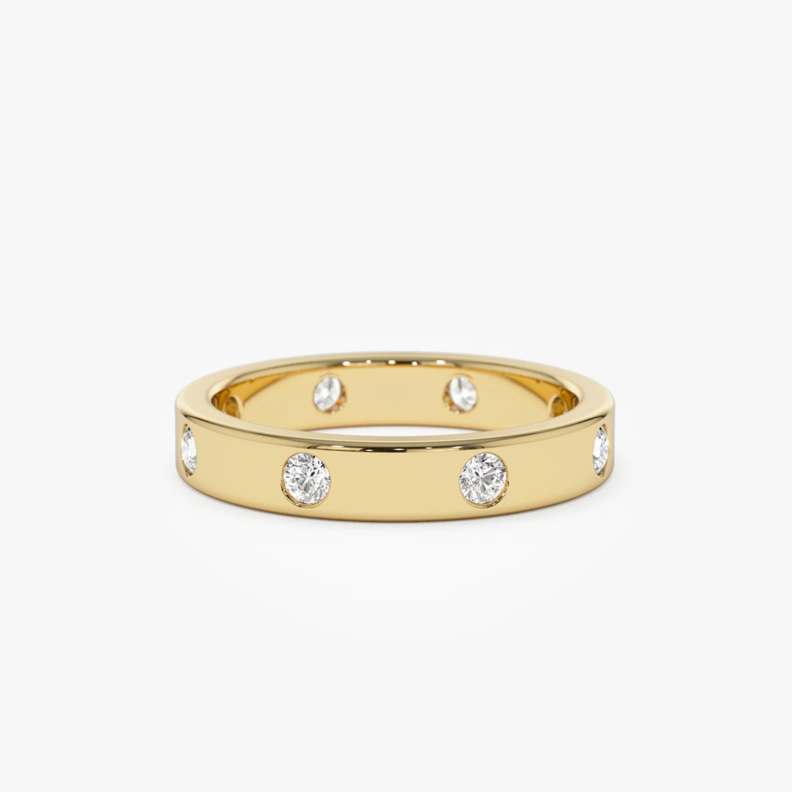 0.42 Ct Natural Round Cut Diamond Eternity Wedding Band Ring 14k Yellow Gold