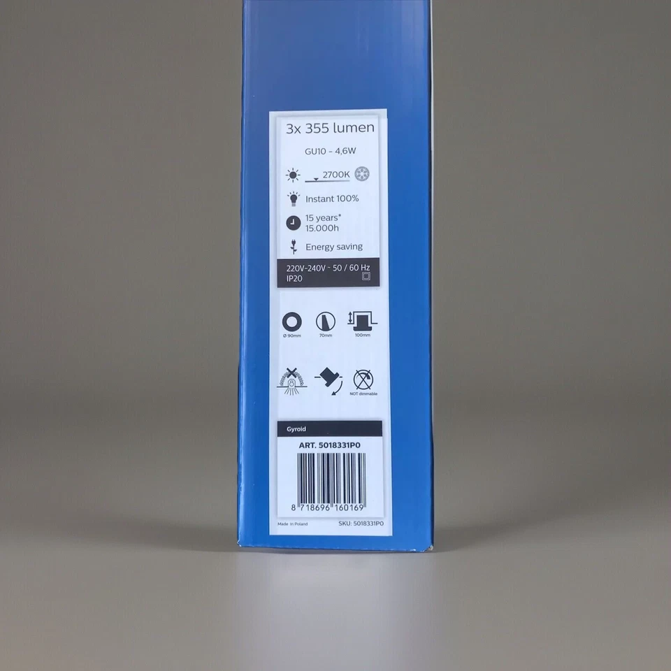 3x Philips myLiving Spot Light Gu10 Einbaustrahler Rund Grau 4,6W 355lm Ø90mm - Bild 2 von 4