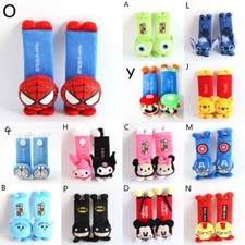 2pcs Kids Spiderman Mario Stitch Car Safety Seat Belt Pillow Strap Cover Harness