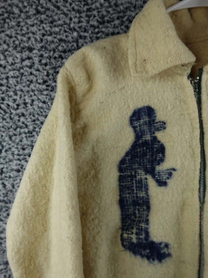 Chaqueta de Colección Años 50 Para Hombres Mediana Lana Tejida Flecos Southwestern Birds Cremallera Completa Foto 2 de 4
