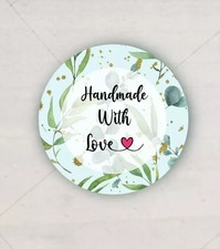 60 HANDMADE WITH LOVE LABEL STICKERS 1.5" ROUND CIRCLE ENVELOPE SEALS