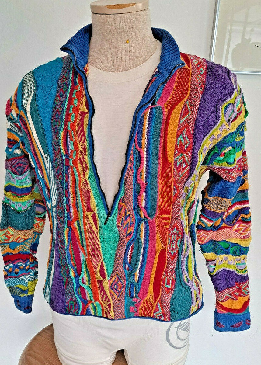COOGI vintage sweater rainbow cosby biggie small zipper zip