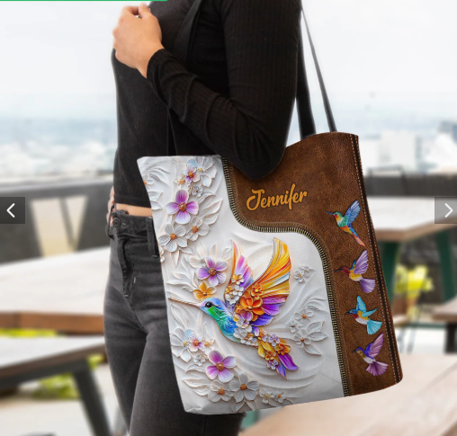 Personalized Stunning Hummingbird Tote Bag, Gardening Handbag