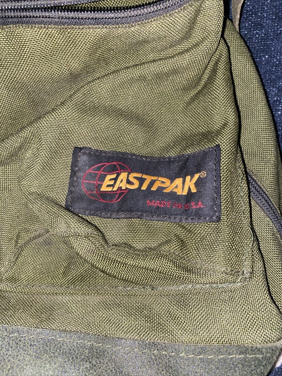 Vintage Eastpak Made In USA Army Green 90s Backpack Leather Vintage Eastpak Made In USA Army Green 90s Backpack Leather