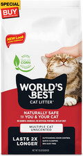 Multiple Cat Unscented, 15-Pounds - Natural Ingredients, Quick Clumping, Flushab