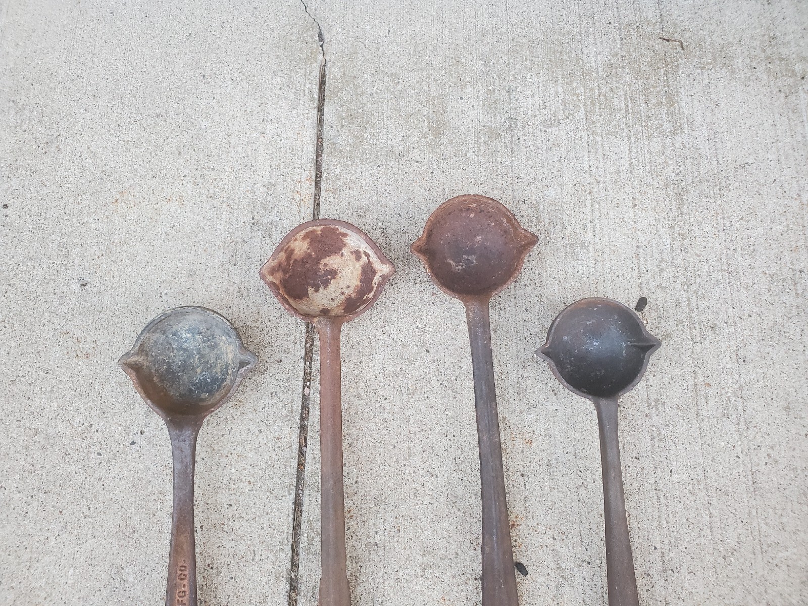 4 Vintage Cast Iron Ladels 16" & 13" Hollands Chicago Specialties Etc Blacksmith eBay