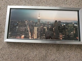 New York Painting Framed The City That Never Sleeps ( Skyline At Night)