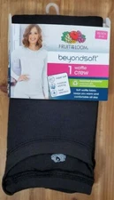 Base Layer Top XS Small Waffle Crew Fruit of The Loom Black Womens NEW