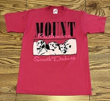 Mount Rushmore VTG T Shirt Neon Pink Graphic Single Stitch Monument Mens Medium