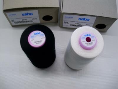 Amann Saba Weis oder schwarz  Stärke 120 5.000 Mtr. 5000 m Nähgarn Saba