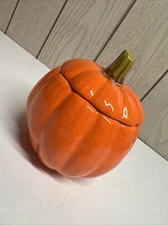 Vintage Ceramic Pumpkin Trinket Candy Dish With Lid 
