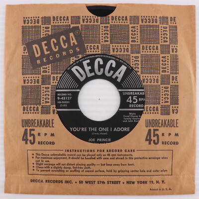 Joe Princie - You're The One I Adore / Just You - 1951 45 rpm 7'' Record 9-45127