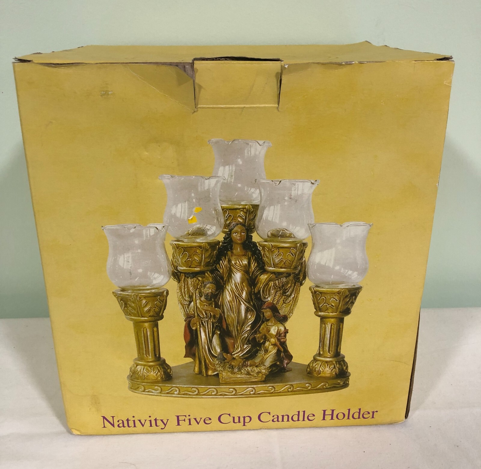 Nativity Candle Holder 5 Cup Votive Candelabra African American