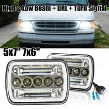 Pair 5X7" 7X6" LED Headlights DRL Hi-Lo Beam For Toyota MR2 Celica Supra Pickup