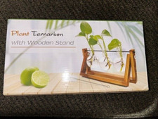 Plant Terrarium w/ Wooden Desk Stand Plant Propagation Station - New 50 