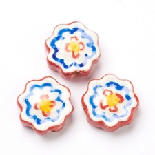 20x Handmade Porcelain Ceramic Loose Red Flower Spacer Beads for Jewelry Making