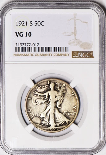 1921-S Walking Liberty Half Dollar NGC VG-10