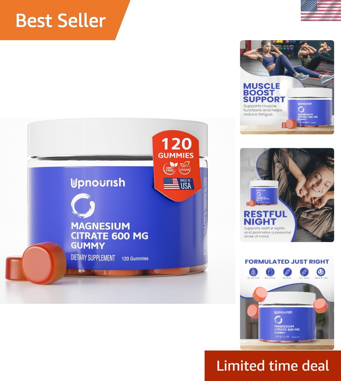 Family-Friendly Magnesium Gummies - 600mg Citrate for Calm & Vitality, 120 Count