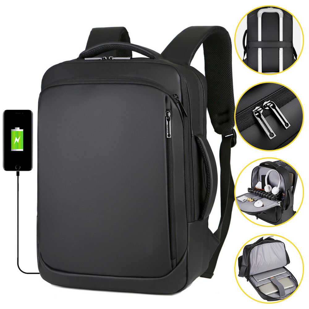 Hombre Mujer Portátil Mochila USB Impermeable Viaje de Negocios Trabajo Mochila Escolar