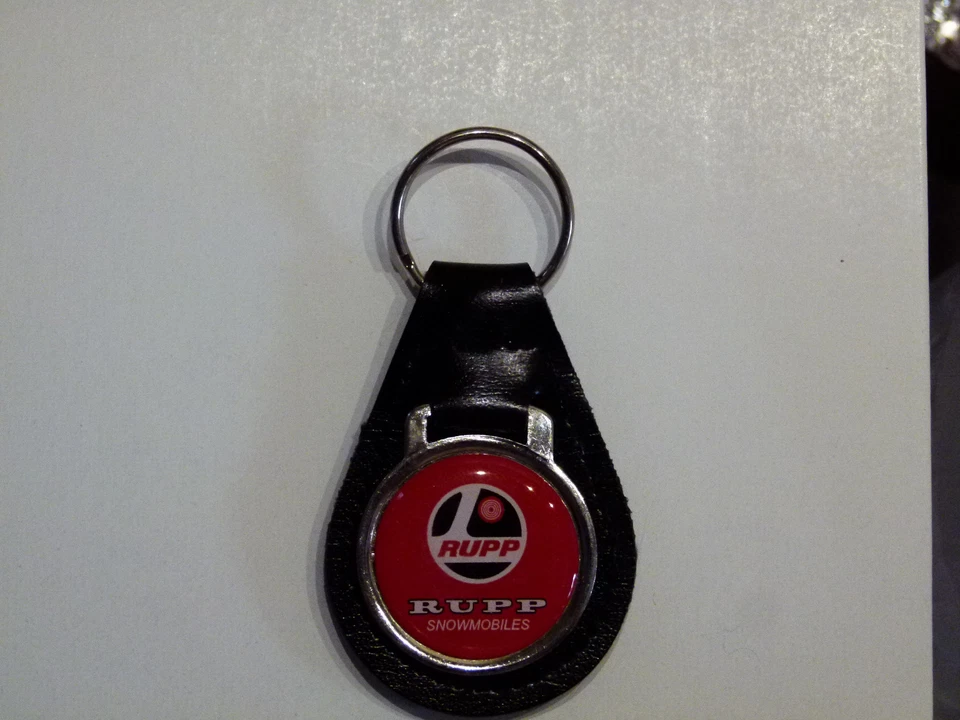 Reproduction Vintage Rupp Snowmobile Medallion Leather Keychain (034)