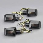 4x Motorcycle Bike Bulb Amber Turn Signal Indicators Light Smoke Lens Universal