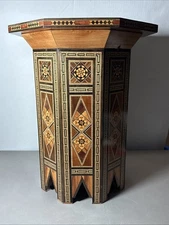 Unique Syrian Hand Made Side Table Mother of Pearl Inlaid Wunderley