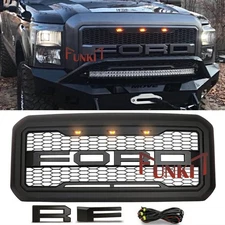 Grille For Ford 2011-2015 16 F250 F350 Super Duty Raptor Style Grill Matte Black