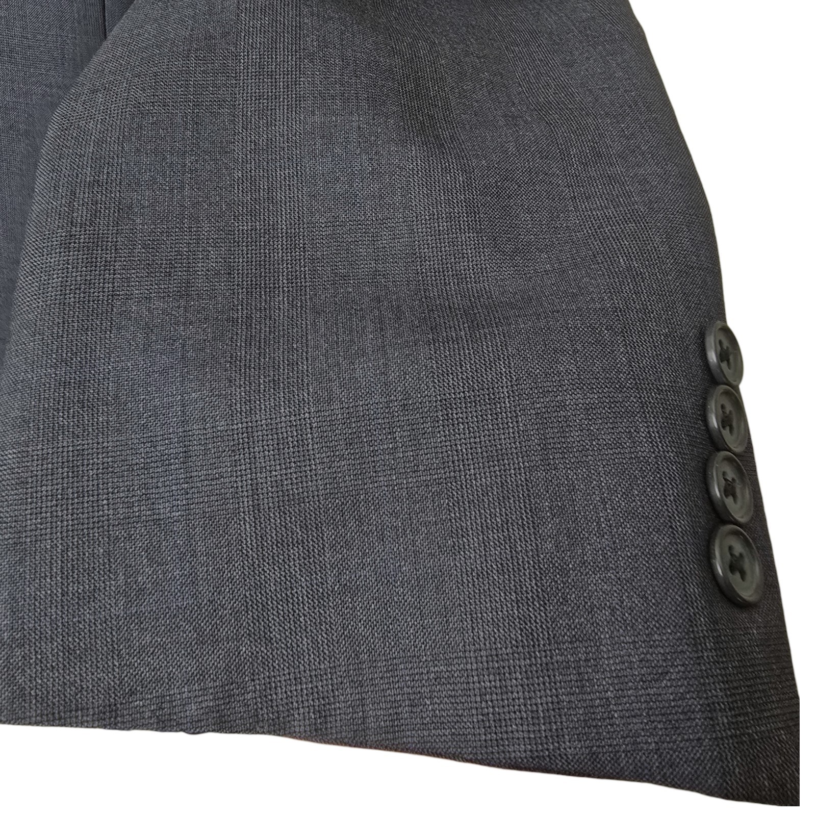 Hart Schaffner Marx Suit 43r 37x32 Gold Trumpeter Slate Blue Glenplaid Tailored 