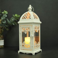 Kerzenlaterne Deko Vintage Metall Glas Garten Windlicht HäNgend Outdoor 38Cm