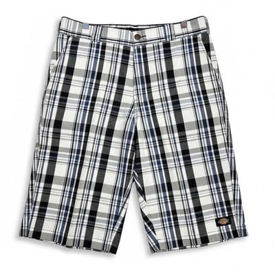 dickies mens loose fit royal blue black plaid side pocket work shorts 32-48 new