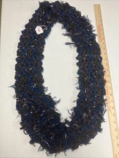 NEW Hand Knitted Infinity Scarf, Main Colors Are Dark Blue And Brown