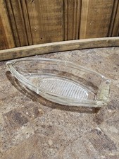 NEAT VINTAGE 6" ROWBOAT SHAPE GLASS ASHTRAY MADE IN USA