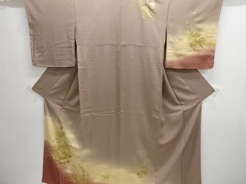 Hagi Pattern Kimono - Gray Silk Vintage Japanese Wear Excellent ...
