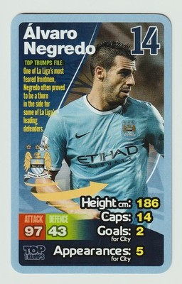 ALVARO NEGREDO 2013-14 Top Trumps Manchester City Game Card M.C.F.C. Soccer*