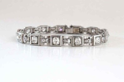 2.16 CT Round Moissanite 925 Silver Vintage Art Deco Wedding Tennis Bracelet