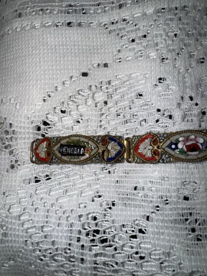 #ad Vintage Hand Crafted Italian Micro Mosaic 9 Link Bracelet 7 Inches $48.00