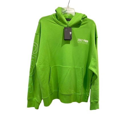 G/FORE Mens Neon Gecko Green Hoodie Japanese Golf Sleeve Logo Pullover Size M
