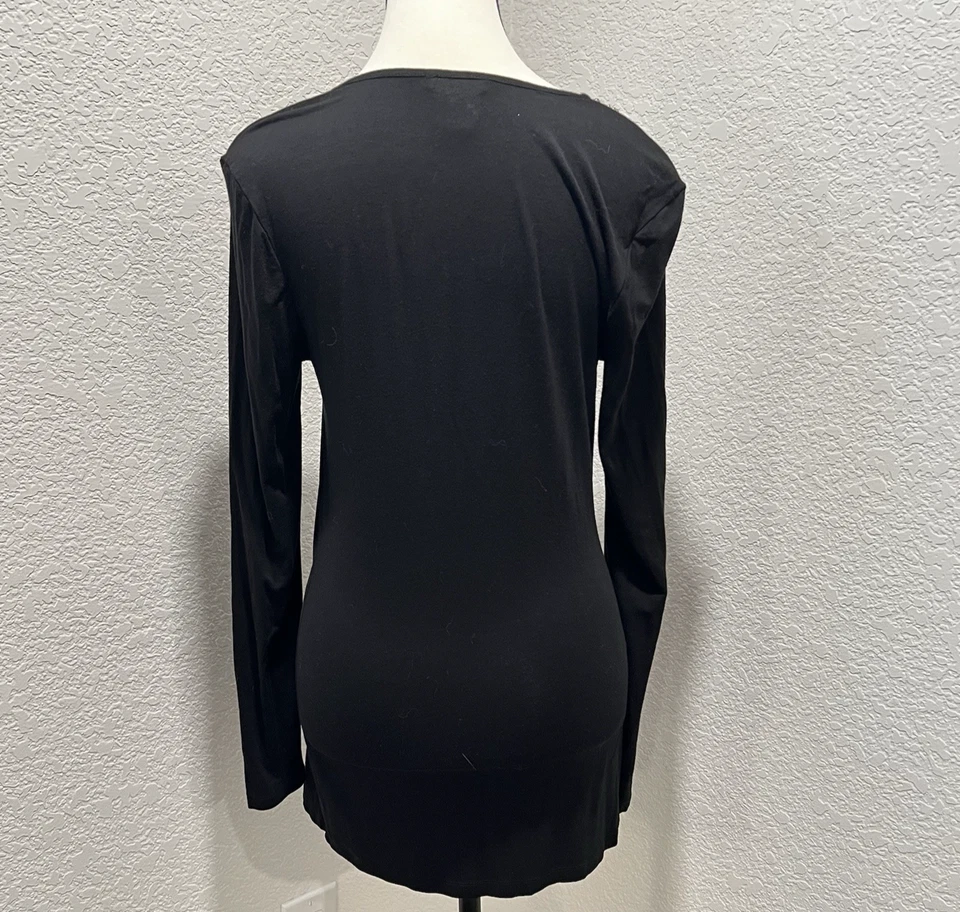 Cache Negro Tachonado Ojales Escote Cuadrado Y2K Bebé Manga Larga Mob Esposa Talla S Foto 4 de 4