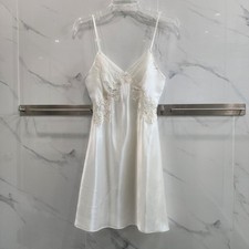 Victoria  s Secret Gold Label Slip Dress White Satin Lace Trim Bridal Wedding