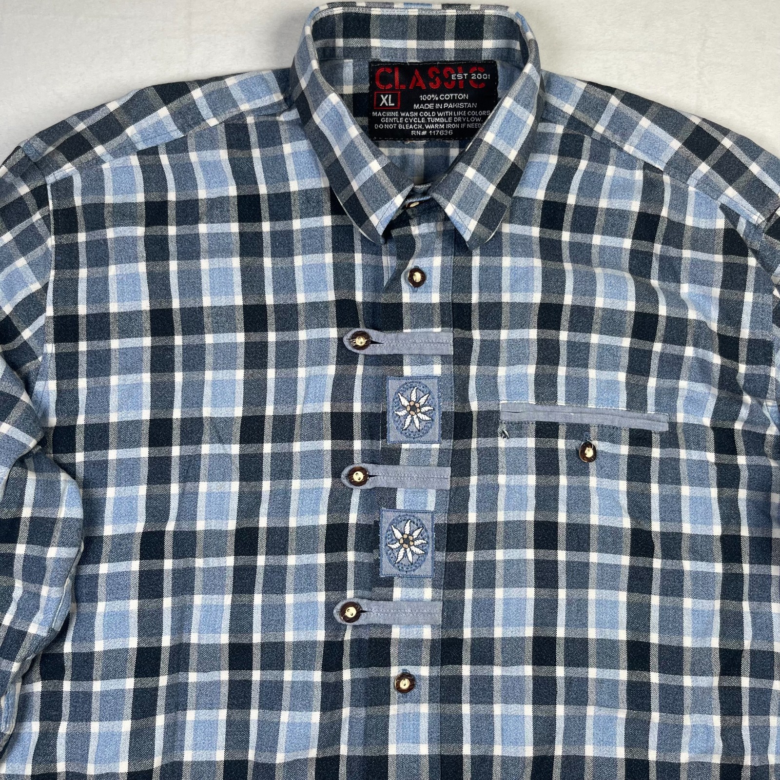 Classic Est 2001 Men's Patchwork Button Up Shirt … - image 3