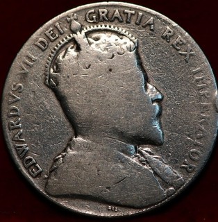1908 Canada 50 Cents Silver Foreign Coin