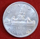 1959 Canada Dollar 80% Silver Coin CAD33