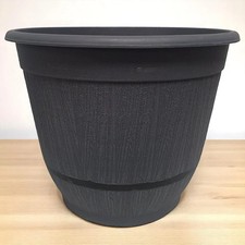 Large Outdoor Garden Planter 35cm Wood Effect Plant Pot Plastic Drainage