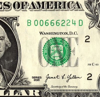 #ad Triple Double Double Fancy Serial Number One Dollar Bill B00666224D $4.00